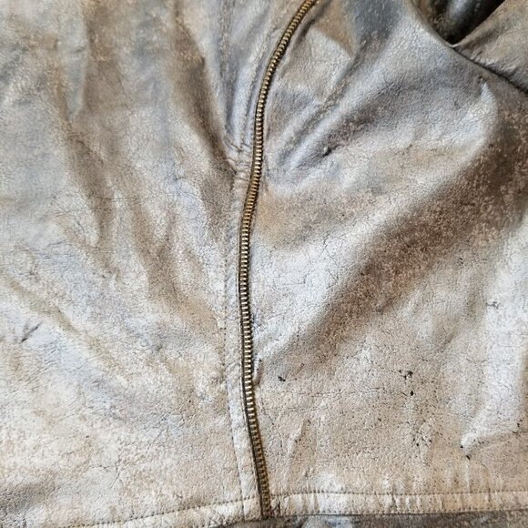 MATTINA T Vegan Leather Jacket Womens 18 Burnished Bronze sequins Full‎ zip Edgy - Picture 9 of 10